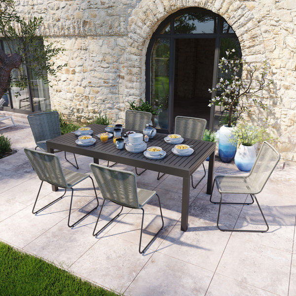 Latitude Run® Set of 6 Timperley garden chairs in metal and rope